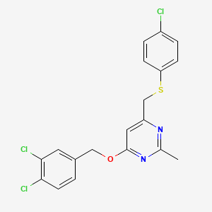4-(((4-Chlorophenyl)sulfanyl)methyl)-6-((3,4-dichlorobenzyl)oxy)-2-methylpyrimidine