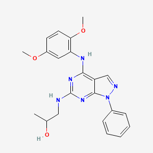 molecular formula C22H24N6O3 B2768420 1-((4-((2,5-dimethoxyphenyl)amino)-1-phenyl-1H-pyrazolo[3,4-d]pyrimidin-6-yl)amino)propan-2-ol CAS No. 946219-27-8
