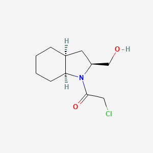 molecular formula C11H18ClNO2 B2768421 1-[(2S,3As,7aS)-2-(hydroxymethyl)-2,3,3a,4,5,6,7,7a-octahydroindol-1-yl]-2-chloroethanone CAS No. 2411180-99-7