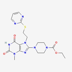 Ethyl 4-[3-methyl-2,6-dioxo-7-(2-pyrimidin-2-ylsulfanylethyl)purin-8-yl]piperazine-1-carboxylate