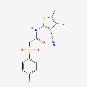 N-(3-cyano-4,5-dimethylthiophen-2-yl)-2-(4-fluorophenyl)sulfonylacetamide