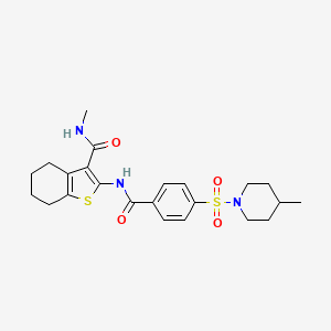 molecular formula C23H29N3O4S2 B2768441 N-methyl-2-(4-((4-methylpiperidin-1-yl)sulfonyl)benzamido)-4,5,6,7-tetrahydrobenzo[b]thiophene-3-carboxamide CAS No. 892980-69-7
