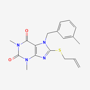 molecular formula C18H20N4O2S B2768450 8-(丙烯硫基)-1,3-二甲基-7-(3-甲基苄基)-1H-嘌呤-2,6(3H,7H)-二酮 CAS No. 384375-60-4