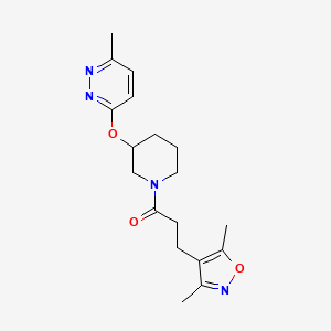 molecular formula C18H24N4O3 B2768451 3-(3,5-Dimethylisoxazol-4-yl)-1-(3-((6-methylpyridazin-3-yl)oxy)piperidin-1-yl)propan-1-one CAS No. 2034225-86-8