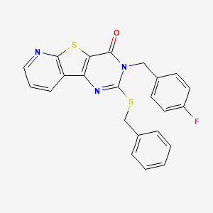molecular formula C23H16FN3OS2 B2768453 2-(benzylthio)-3-(4-fluorobenzyl)pyrido[3',2':4,5]thieno[3,2-d]pyrimidin-4(3H)-one CAS No. 1223990-62-2