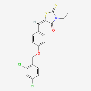 (5E)-5-({4-[(2,4-dichlorophenyl)methoxy]phenyl}methylidene)-3-ethyl-2-sulfanylidene-1,3-thiazolidin-4-one