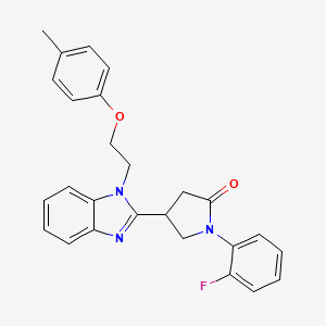 molecular formula C26H24FN3O2 B2768455 1-(2-fluorophenyl)-4-(1-(2-(p-tolyloxy)ethyl)-1H-benzo[d]imidazol-2-yl)pyrrolidin-2-one CAS No. 847396-09-2