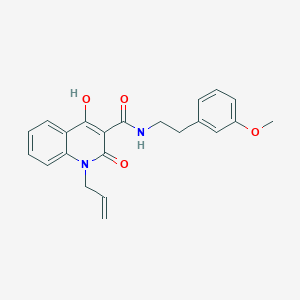 molecular formula C22H22N2O4 B2768467 1-丙烯基-4-羟基-N-(3-甲氧基苯乙基)-2-氧代-1,2-二氢喹啉-3-羧酰胺 CAS No. 946254-65-5