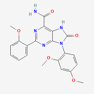 molecular formula C21H19N5O5 B2768472 9-(2,4-dimethoxyphenyl)-2-(2-methoxyphenyl)-8-oxo-8,9-dihydro-7H-purine-6-carboxamide CAS No. 898442-99-4