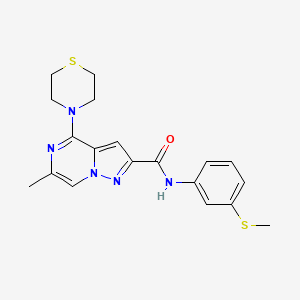 molecular formula C19H21N5OS2 B2768475 6-methyl-N-[3-(methylsulfanyl)phenyl]-4-(1,4-thiazinan-4-yl)pyrazolo[1,5-a]pyrazine-2-carboxamide CAS No. 1775378-51-2