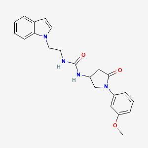molecular formula C22H24N4O3 B2768480 1-(2-(1H-吲哚-1-基)乙基)-3-(1-(3-甲氧基苯基)-5-氧代吡咯啉-3-基)脲 CAS No. 894022-26-5