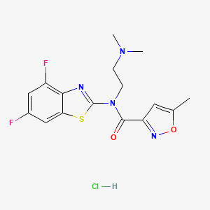 molecular formula C16H17ClF2N4O2S B2768481 N-(4,6-difluorobenzo[d]thiazol-2-yl)-N-(2-(dimethylamino)ethyl)-5-methylisoxazole-3-carboxamide hydrochloride CAS No. 1329870-96-3