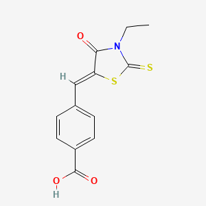 molecular formula C13H11NO3S2 B2768487 4-[(3-Ethyl-4-oxo-2-thioxo-1,3-thiazolidin-5-ylidene)methyl]benzoic acid CAS No. 1474053-20-7