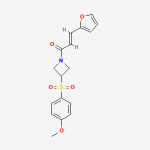 molecular formula C17H17NO5S B2768489 (E)-3-(呋喃-2-基)-1-(3-((4-甲氧基苯基)磺酰基)氮杂环丁烷-1-基)丙-2-烯-1-酮 CAS No. 1798407-05-2