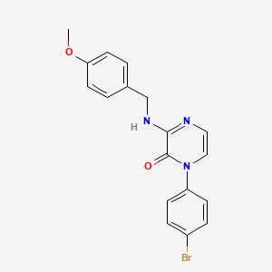 molecular formula C18H16BrN3O2 B2768492 1-(4-bromophenyl)-3-((4-methoxybenzyl)amino)pyrazin-2(1H)-one CAS No. 899726-32-0