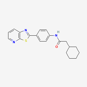 molecular formula C20H21N3OS B2768505 2-环己基-N-(4-(噻唑并[5,4-b]吡啶-2-基)苯基)乙酰胺 CAS No. 863588-68-5