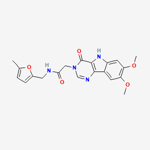 2-(7,8-dimethoxy-4-oxo-4,5-dihydro-3H-pyrimido[5,4-b]indol-3-yl)-N-((5-methylfuran-2-yl)methyl)acetamide