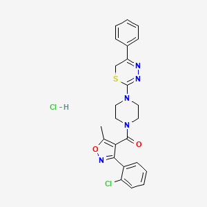 molecular formula C24H23Cl2N5O2S B2768516 (3-(2-chlorophenyl)-5-methylisoxazol-4-yl)(4-(5-phenyl-6H-1,3,4-thiadiazin-2-yl)piperazin-1-yl)methanone hydrochloride CAS No. 1351654-65-3