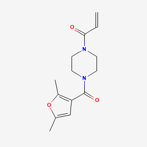 molecular formula C14H18N2O3 B2768517 1-[4-(2,5-Dimethylfuran-3-carbonyl)piperazin-1-yl]prop-2-en-1-one CAS No. 2196076-82-9