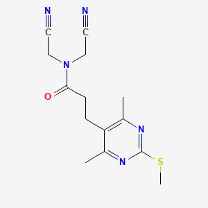 molecular formula C14H17N5OS B2768518 N,N-bis(cyanomethyl)-3-[4,6-dimethyl-2-(methylsulfanyl)pyrimidin-5-yl]propanamide CAS No. 1241588-65-7