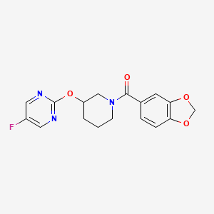 molecular formula C17H16FN3O4 B2768523 2-{[1-(2H-1,3-benzodioxole-5-carbonyl)piperidin-3-yl]oxy}-5-fluoropyrimidine CAS No. 2034436-33-2