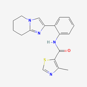 molecular formula C18H18N4OS B2768534 4-methyl-N-(2-(5,6,7,8-tetrahydroimidazo[1,2-a]pyridin-2-yl)phenyl)thiazole-5-carboxamide CAS No. 2034463-70-0