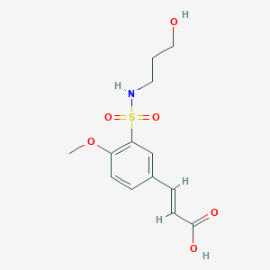 molecular formula C13H17NO6S B2768550 (2E)-3-(3-([(3-Hydroxypropyl)amino]sulfonyl)-4-methoxyphenyl)acrylic acid CAS No. 299954-30-6