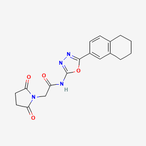 molecular formula C18H18N4O4 B2768556 2-(2,5-dioxopyrrolidin-1-yl)-N-(5-(5,6,7,8-tetrahydronaphthalen-2-yl)-1,3,4-oxadiazol-2-yl)acetamide CAS No. 887222-78-8