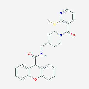 N-((1-(2-(methylthio)nicotinoyl)piperidin-4-yl)methyl)-9H-xanthene-9-carboxamide