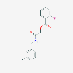 molecular formula C18H18FNO3 B2768570 2-((3,4-Dimethylbenzyl)amino)-2-oxoethyl 2-fluorobenzoate CAS No. 1794935-15-1