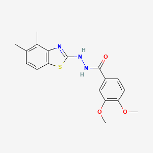 molecular formula C18H19N3O3S B2768582 N'-(4,5-二甲基-1,3-苯并噻唑-2-基)-3,4-二甲氧基苯甲酰肼 CAS No. 851980-47-7