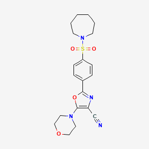 molecular formula C20H24N4O4S B2768592 2-(4-(Azepan-1-ylsulfonyl)phenyl)-5-morpholinooxazole-4-carbonitrile CAS No. 940998-96-9