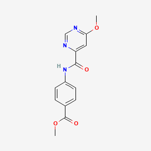 molecular formula C14H13N3O4 B2768596 甲基-4-(6-甲氧基嘧啶-4-羧胺基)苯甲酸酯 CAS No. 2034579-02-5