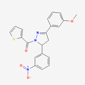 (3-(3-methoxyphenyl)-5-(3-nitrophenyl)-4,5-dihydro-1H-pyrazol-1-yl)(thiophen-2-yl)methanone