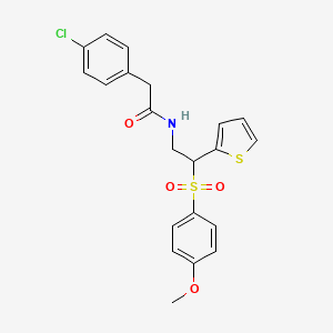 molecular formula C21H20ClNO4S2 B2768631 2-(4-chlorophenyl)-N-[2-[(4-methoxyphenyl)sulfonyl]-2-(2-thienyl)ethyl]acetamide CAS No. 946348-17-0