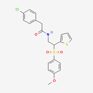 molecular formula C21H20ClNO4S2 B2768631 2-(4-chlorophenyl)-N-[2-(4-methoxybenzenesulfonyl)-2-(thiophen-2-yl)ethyl]acetamide CAS No. 946348-17-0