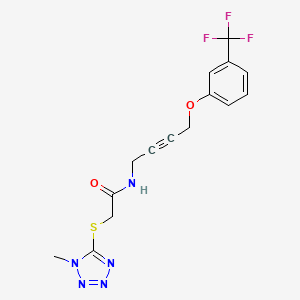 molecular formula C15H14F3N5O2S B2768633 2-((1-methyl-1H-tetrazol-5-yl)thio)-N-(4-(3-(trifluoromethyl)phenoxy)but-2-yn-1-yl)acetamide CAS No. 1421481-44-8