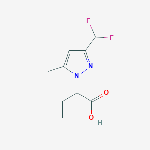 molecular formula C9H12F2N2O2 B2768635 2-[3-(Difluoromethyl)-5-methylpyrazol-1-yl]butanoic acid CAS No. 1946817-10-2