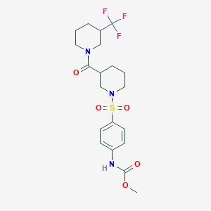 molecular formula C20H26F3N3O5S B2768648 甲基(4-((3-(3-(三氟甲基)哌啶-1-基甲酰)哌啶-1-基)磺酰)苯基)氨基甲酸酯 CAS No. 326024-95-7