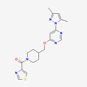 molecular formula C19H22N6O2S B2768657 [4-[[6-(3,5-Dimethylpyrazol-1-yl)pyrimidin-4-yl]oxymethyl]piperidin-1-yl]-(1,3-thiazol-4-yl)methanone CAS No. 2380081-07-0