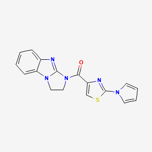 molecular formula C17H13N5OS B2768665 (2-(1H-pyrrol-1-yl)thiazol-4-yl)(2,3-dihydro-1H-benzo[d]imidazo[1,2-a]imidazol-1-yl)methanone CAS No. 1207050-71-2