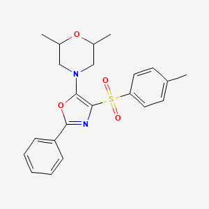 molecular formula C22H24N2O4S B2768666 2,6-Dimethyl-4-[4-(4-methylbenzenesulfonyl)-2-phenyl-1,3-oxazol-5-yl]morpholine CAS No. 377766-02-4