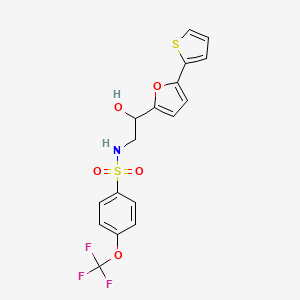 molecular formula C17H14F3NO5S2 B2768676 N-{2-hydroxy-2-[5-(thiophen-2-yl)furan-2-yl]ethyl}-4-(trifluoromethoxy)benzene-1-sulfonamide CAS No. 2320858-04-4