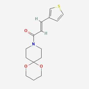 molecular formula C15H19NO3S B2768679 (E)-1-(1,5-二氧杂-9-氮杂叔丁基-9-基)-3-(噻吩-3-基)丙-2-烯-1-酮 CAS No. 1351664-87-3