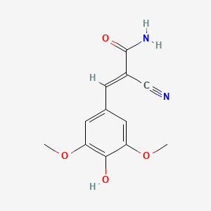 molecular formula C12H12N2O4 B2768686 (2E)-2-氰基-3-(4-羟基-3,5-二甲氧基苯基)丙-2-烯酰胺 CAS No. 1839573-63-5