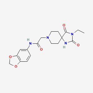 molecular formula C18H22N4O5 B2768690 N-(苯并[d][1,3]二氧杂环-5-基)-2-(3-乙基-2,4-二氧代-1,3,8-三氮杂螺[4.5]癸烷-8-基)乙酰胺 CAS No. 923233-49-2