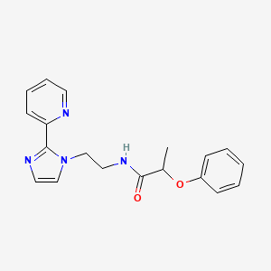 molecular formula C19H20N4O2 B2768693 2-苯氧基-N-(2-(2-(吡啶-2-基)-1H-咪唑-1-基)乙基)丙酰胺 CAS No. 2034586-56-4