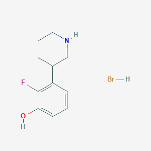 molecular formula C11H15BrFNO B2768699 2-氟-3-哌啶-3-基苯酚；溴化氢酸盐 CAS No. 2253633-02-0