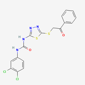 molecular formula C17H12Cl2N4O2S2 B2768704 1-(3,4-Dichlorophenyl)-3-(5-((2-oxo-2-phenylethyl)thio)-1,3,4-thiadiazol-2-yl)urea CAS No. 922588-76-9