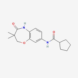 molecular formula C17H22N2O3 B2768712 N-(3,3-dimethyl-4-oxo-2,3,4,5-tetrahydrobenzo[b][1,4]oxazepin-8-yl)cyclopentanecarboxamide CAS No. 921583-75-7